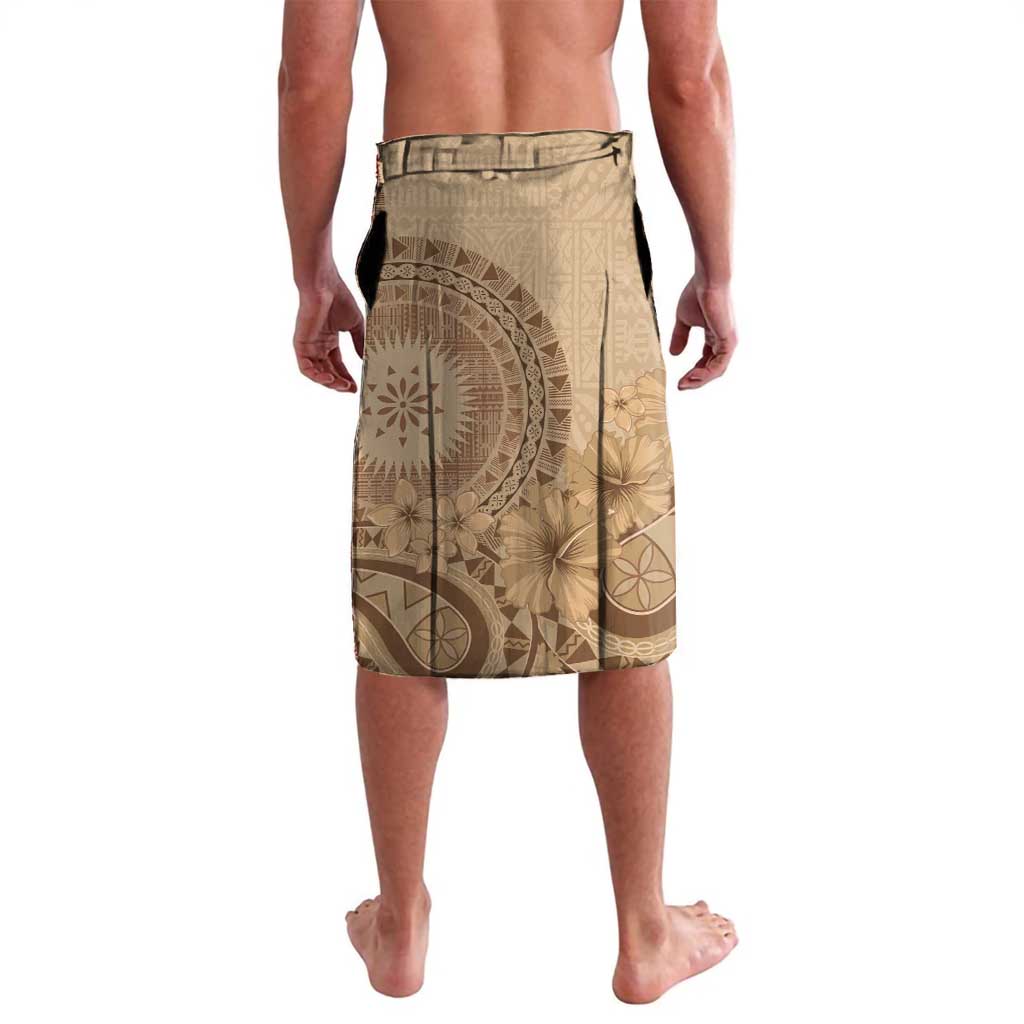 Brown Bula Fiji Lavalava Fijian Dance Fan Tapa Cloth Pattern