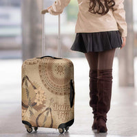 Brown Bula Fiji Luggage Cover Fijian Dance Fan Tapa Cloth Pattern