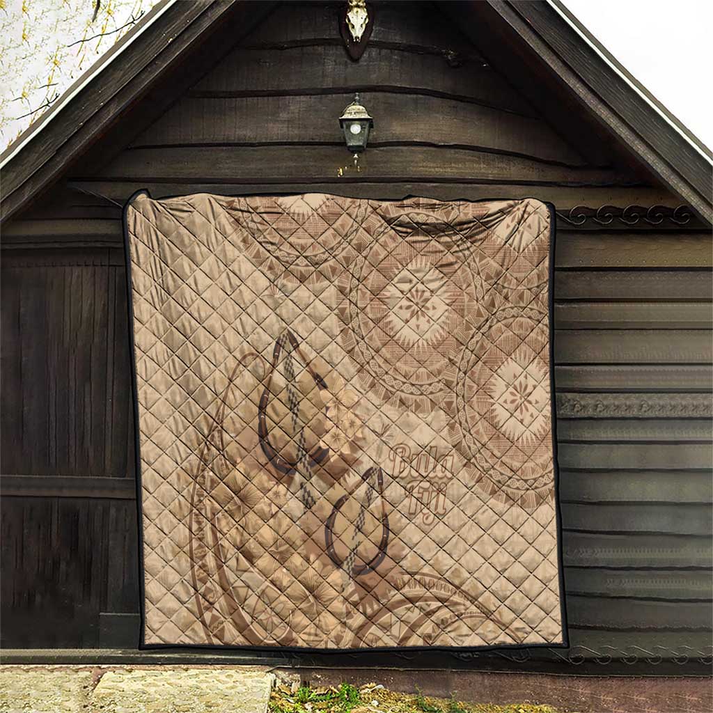 Brown Bula Fiji Quilt Fijian Dance Fan Tapa Cloth Pattern