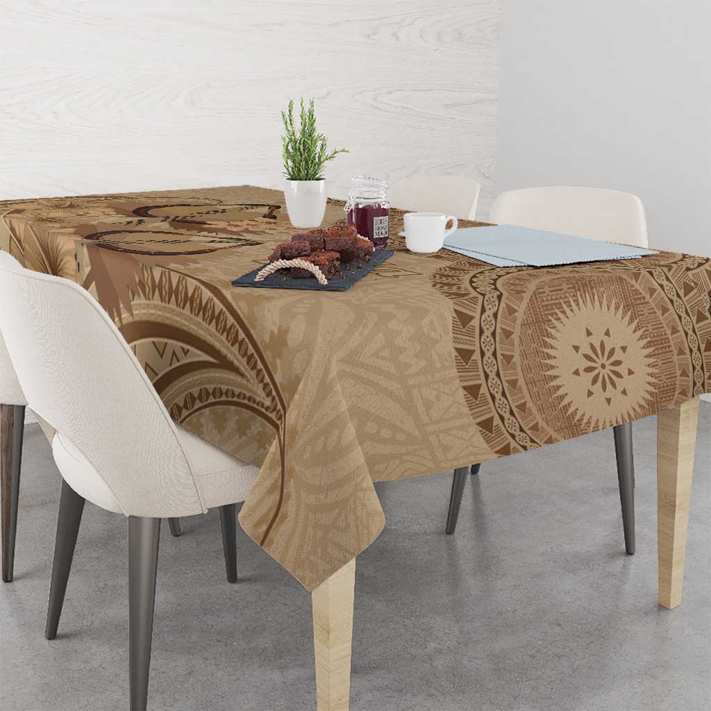 Brown Bula Fiji Tablecloth Fijian Dance Fan Tapa Cloth Pattern