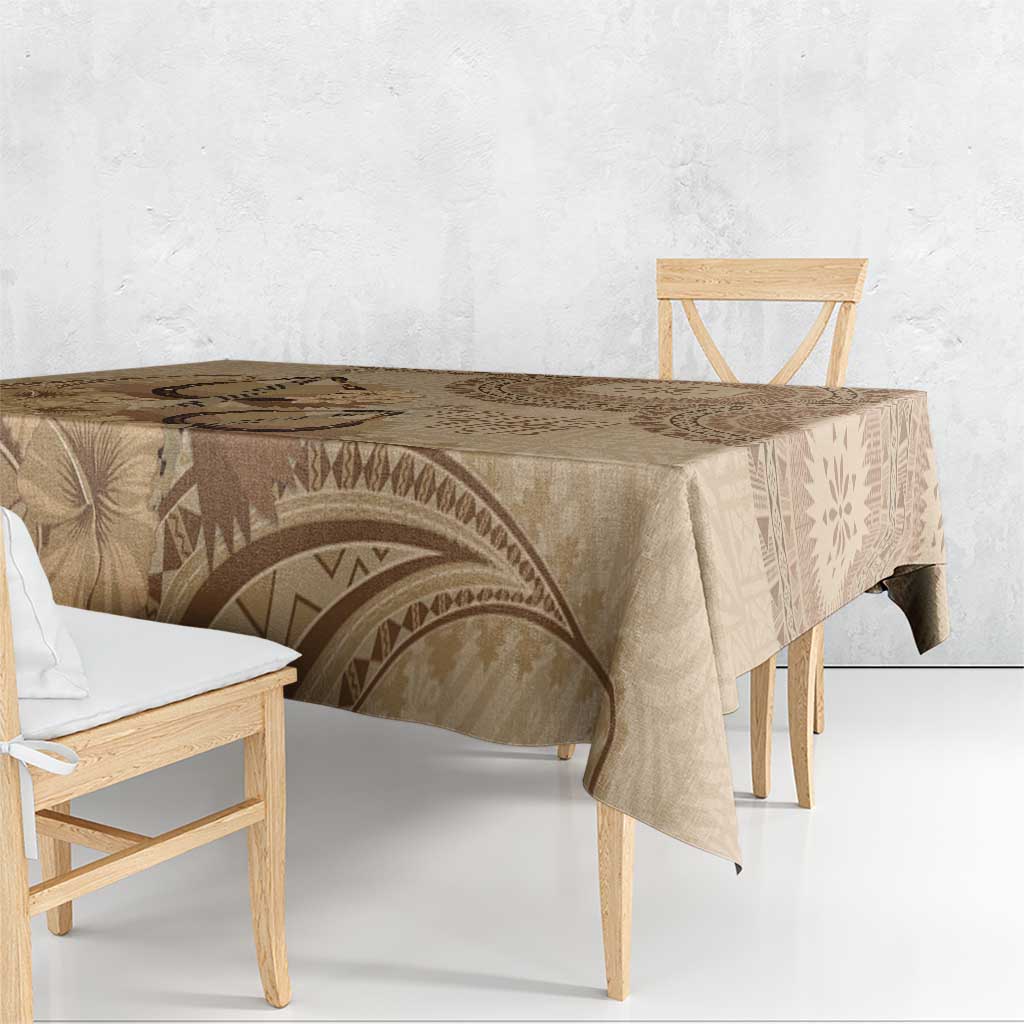 Brown Bula Fiji Tablecloth Fijian Dance Fan Tapa Cloth Pattern