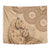 Brown Bula Fiji Tapestry Fijian Dance Fan Tapa Cloth Pattern