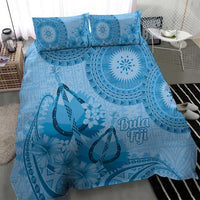 Blue Bula Fiji Bedding Set Fijian Dance Fan Tapa Cloth Pattern LT14 - Polynesian Pride