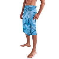 Blue Bula Fiji Lavalava Fijian Dance Fan Tapa Cloth Pattern