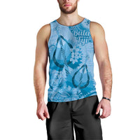Blue Bula Fiji Men Tank Top Fijian Dance Fan Tapa Cloth Pattern LT14 - Polynesian Pride