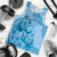 Blue Bula Fiji Men Tank Top Fijian Dance Fan Tapa Cloth Pattern LT14 - Polynesian Pride