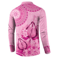 Pink Bula Fiji Button Sweatshirt Fijian Dance Fan Tapa Cloth Pattern LT14 - Polynesian Pride
