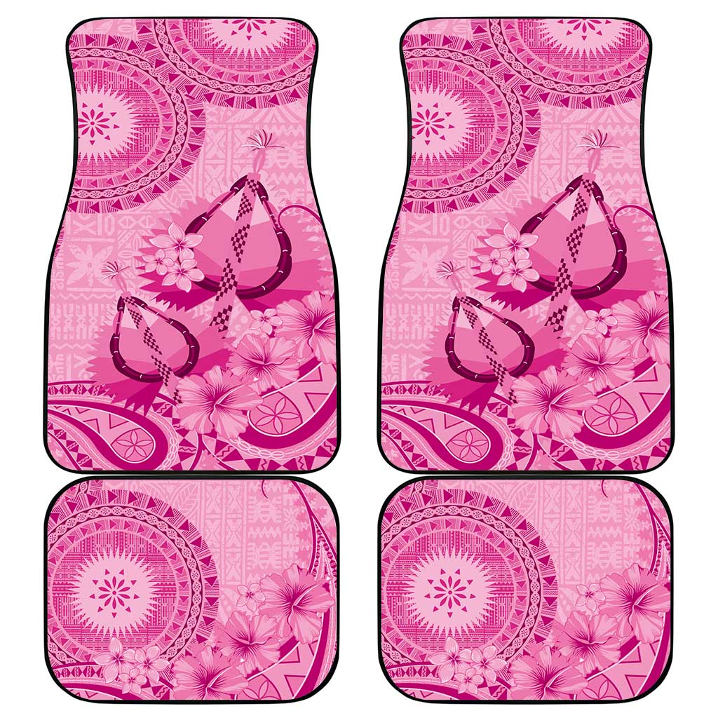 Pink Bula Fiji Car Mats Fijian Dance Fan Tapa Cloth Pattern LT14 - Polynesian Pride