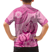 Pink Bula Fiji Family Matching Summer Maxi Dress and Hawaiian Shirt Fijian Dance Fan Tapa Cloth Pattern LT14 - Polynesian Pride