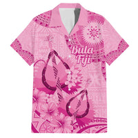 Pink Bula Fiji Family Matching Summer Maxi Dress and Hawaiian Shirt Fijian Dance Fan Tapa Cloth Pattern LT14 Dad's Shirt - Short Sleeve Pink - Polynesian Pride