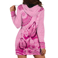 Pink Bula Fiji Hoodie Dress Fijian Dance Fan Tapa Cloth Pattern LT14 - Polynesian Pride