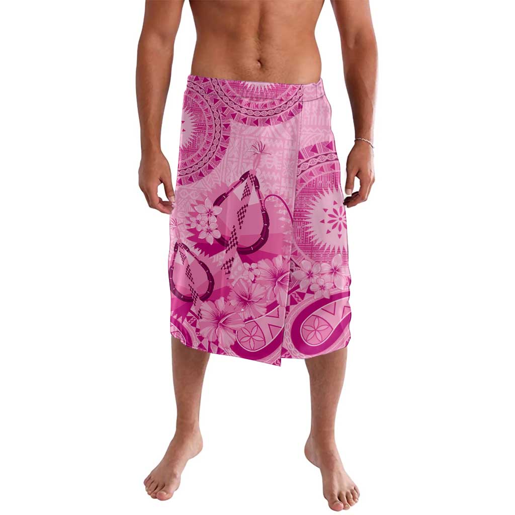 Pink Bula Fiji Lavalava Fijian Dance Fan Tapa Cloth Pattern