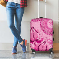 Pink Bula Fiji Luggage Cover Fijian Dance Fan Tapa Cloth Pattern LT14 - Polynesian Pride