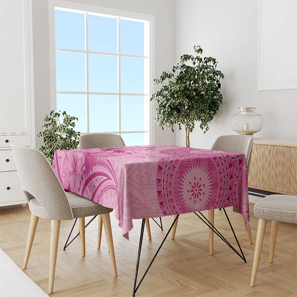 Pink Bula Fiji Tablecloth Fijian Dance Fan Tapa Cloth Pattern