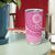 Pink Bula Fiji Tumbler Cup Fijian Dance Fan Tapa Cloth Pattern