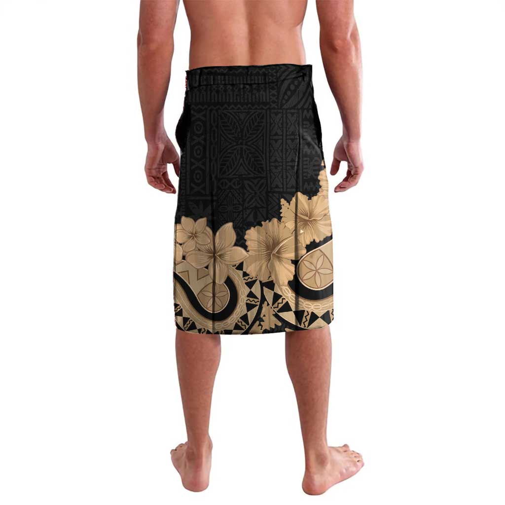 Black Bula Fiji Lavalava Fijian Dance Fan Tapa Cloth Pattern LT14 - Polynesian Pride