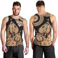 Black Bula Fiji Men Tank Top Fijian Dance Fan Tapa Cloth Pattern