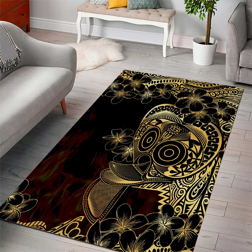 Frangipani Festival Rabaul Area Rug PNG Tribal Baining Mask Tattoo LT14 - Polynesian Pride