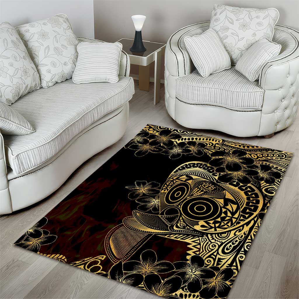 Frangipani Festival Rabaul Area Rug PNG Tribal Baining Mask Tattoo LT14 - Polynesian Pride