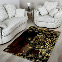 Frangipani Festival Rabaul Area Rug PNG Tribal Baining Mask Tattoo LT14 - Polynesian Pride