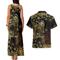 Frangipani Festival Rabaul Couples Matching Tank Maxi Dress and Hawaiian Shirt PNG Tribal Baining Mask Tattoo LT14 - Polynesian Pride