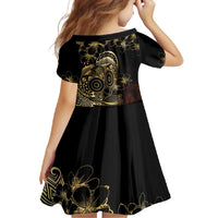 Frangipani Festival Rabaul Family Matching Long Sleeve Bodycon Dress and Hawaiian Shirt PNG Tribal Baining Mask Tattoo LT14 - Polynesian Pride