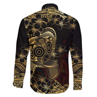 Frangipani Festival Rabaul Family Matching Off The Shoulder Long Sleeve Dress and Hawaiian Shirt PNG Tribal Baining Mask Tattoo LT14 - Polynesian Pride