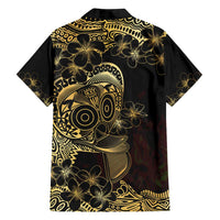 Frangipani Festival Rabaul Family Matching Off Shoulder Short Dress and Hawaiian Shirt PNG Tribal Baining Mask Tattoo LT14 - Polynesian Pride