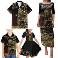 Frangipani Festival Rabaul Family Matching Puletasi and Hawaiian Shirt PNG Tribal Baining Mask Tattoo LT14 - Polynesian Pride