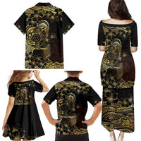 Frangipani Festival Rabaul Family Matching Puletasi and Hawaiian Shirt PNG Tribal Baining Mask Tattoo LT14 - Polynesian Pride