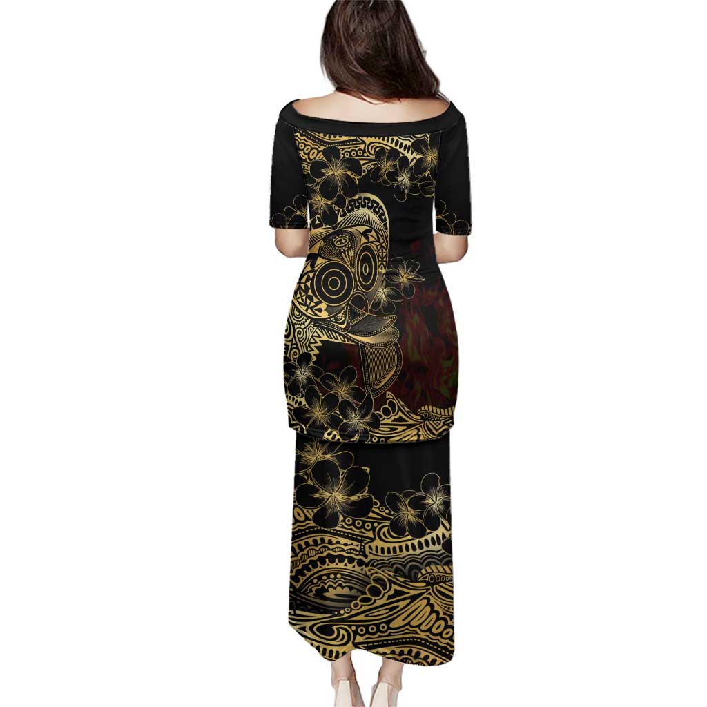 Frangipani Festival Rabaul Family Matching Puletasi and Hawaiian Shirt PNG Tribal Baining Mask Tattoo LT14 - Polynesian Pride