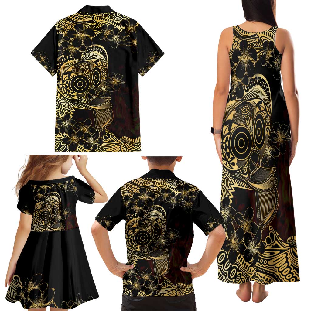 Frangipani Festival Rabaul Family Matching Tank Maxi Dress and Hawaiian Shirt PNG Tribal Baining Mask Tattoo LT14 - Polynesian Pride