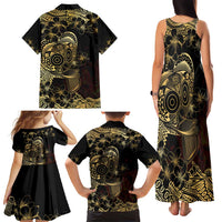 Frangipani Festival Rabaul Family Matching Tank Maxi Dress and Hawaiian Shirt PNG Tribal Baining Mask Tattoo LT14 - Polynesian Pride