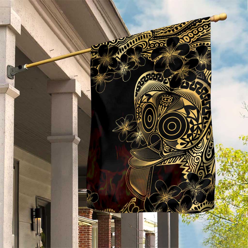 Frangipani Festival Rabaul Garden Flag PNG Tribal Baining Mask Tattoo LT14 House Flag Black - Polynesian Pride