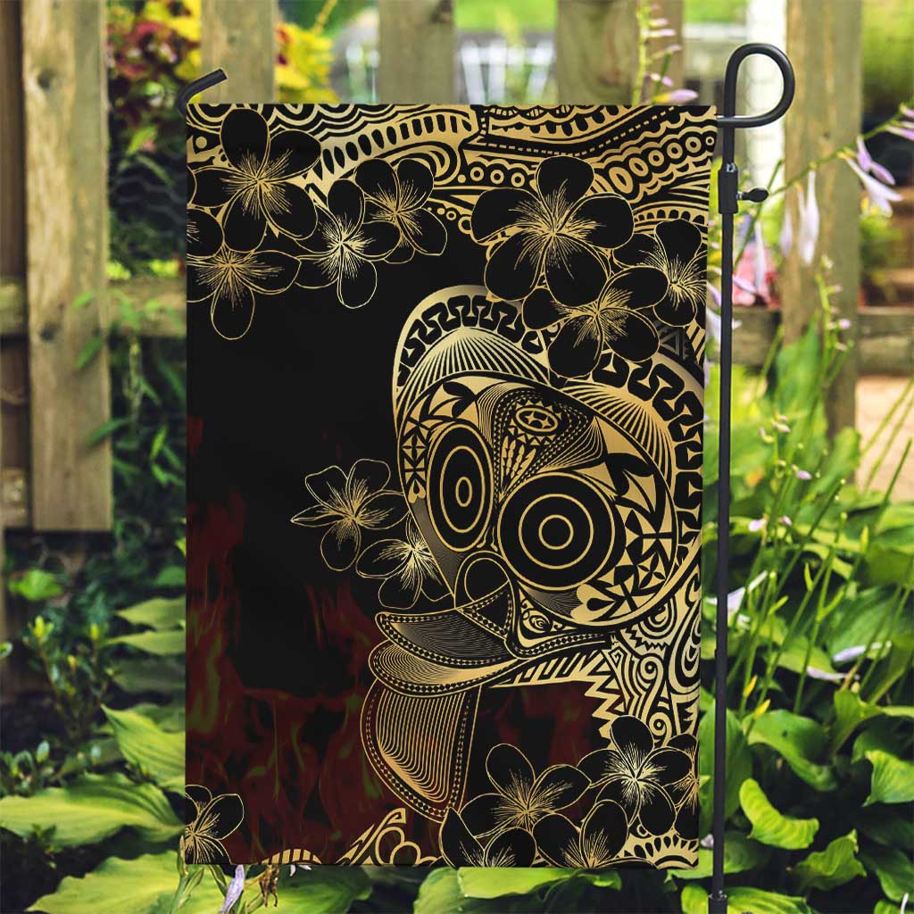 Frangipani Festival Rabaul Garden Flag PNG Tribal Baining Mask Tattoo LT14 Garden Flag Black - Polynesian Pride