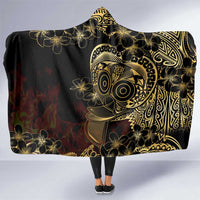 Frangipani Festival Rabaul Hooded Blanket PNG Tribal Baining Mask Tattoo LT14 One Size Black - Polynesian Pride