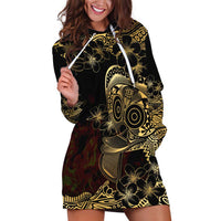 Frangipani Festival Rabaul Hoodie Dress PNG Tribal Baining Mask Tattoo LT14 Black - Polynesian Pride