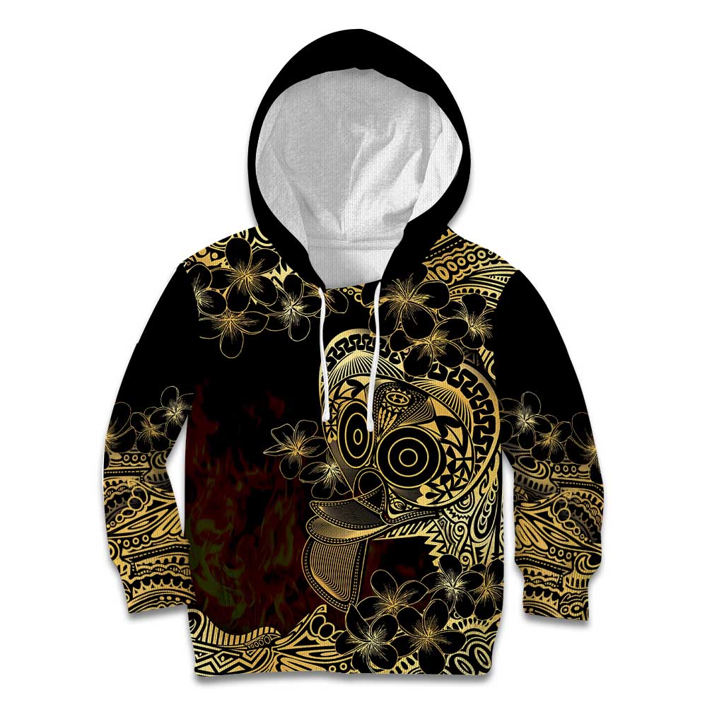 Frangipani Festival Rabaul Kid Hoodie PNG Tribal Baining Mask Tattoo LT14 Hoodie Black - Polynesian Pride