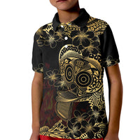 Frangipani Festival Rabaul Kid Polo Shirt PNG Tribal Baining Mask Tattoo LT14 Kid Black - Polynesian Pride