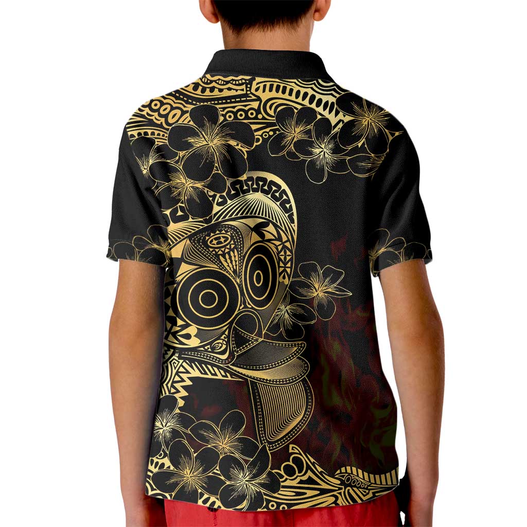 Frangipani Festival Rabaul Kid Polo Shirt PNG Tribal Baining Mask Tattoo LT14 - Polynesian Pride