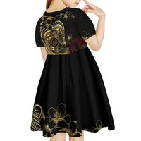 Frangipani Festival Rabaul Kid Short Sleeve Dress PNG Tribal Baining Mask Tattoo LT14 - Polynesian Pride