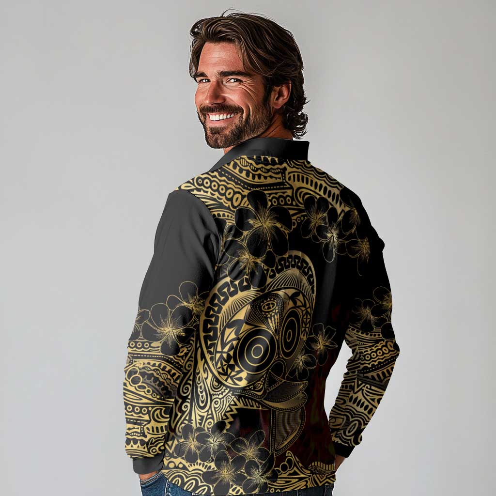Frangipani Festival Rabaul Long Sleeve Polo Shirt PNG Tribal Baining Mask Tattoo LT14 - Polynesian Pride