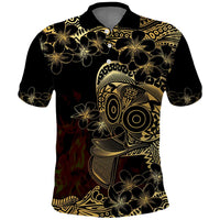 Frangipani Festival Rabaul Polo Shirt PNG Tribal Baining Mask Tattoo LT14 Black - Polynesian Pride