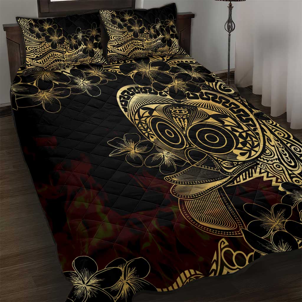 Frangipani Festival Rabaul Quilt Bed Set PNG Tribal Baining Mask Tattoo LT14 Black - Polynesian Pride