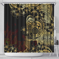 Frangipani Festival Rabaul Shower Curtain PNG Tribal Baining Mask Tattoo LT14 - Polynesian Pride