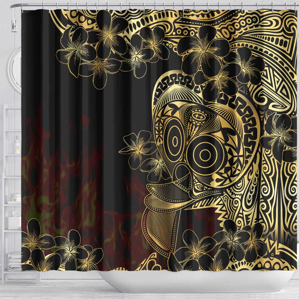 Frangipani Festival Rabaul Shower Curtain PNG Tribal Baining Mask Tattoo LT14 - Polynesian Pride