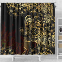 Frangipani Festival Rabaul Shower Curtain PNG Tribal Baining Mask Tattoo LT14 - Polynesian Pride