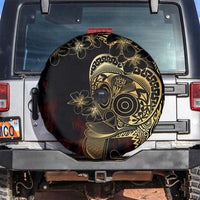 Frangipani Festival Rabaul Spare Tire Cover PNG Tribal Baining Mask Tattoo LT14 Black - Polynesian Pride