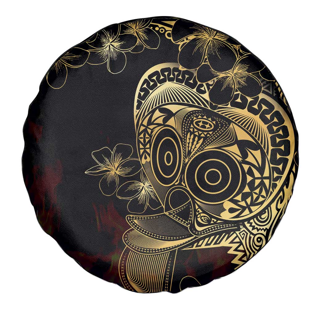 Frangipani Festival Rabaul Spare Tire Cover PNG Tribal Baining Mask Tattoo LT14 - Polynesian Pride