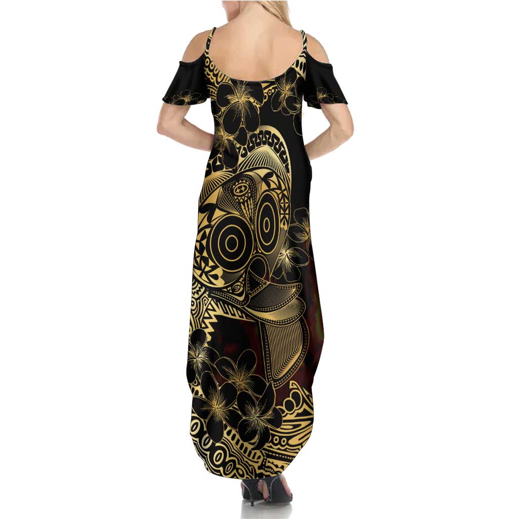 Frangipani Festival Rabaul Summer Maxi Dress PNG Tribal Baining Mask Tattoo LT14 - Polynesian Pride